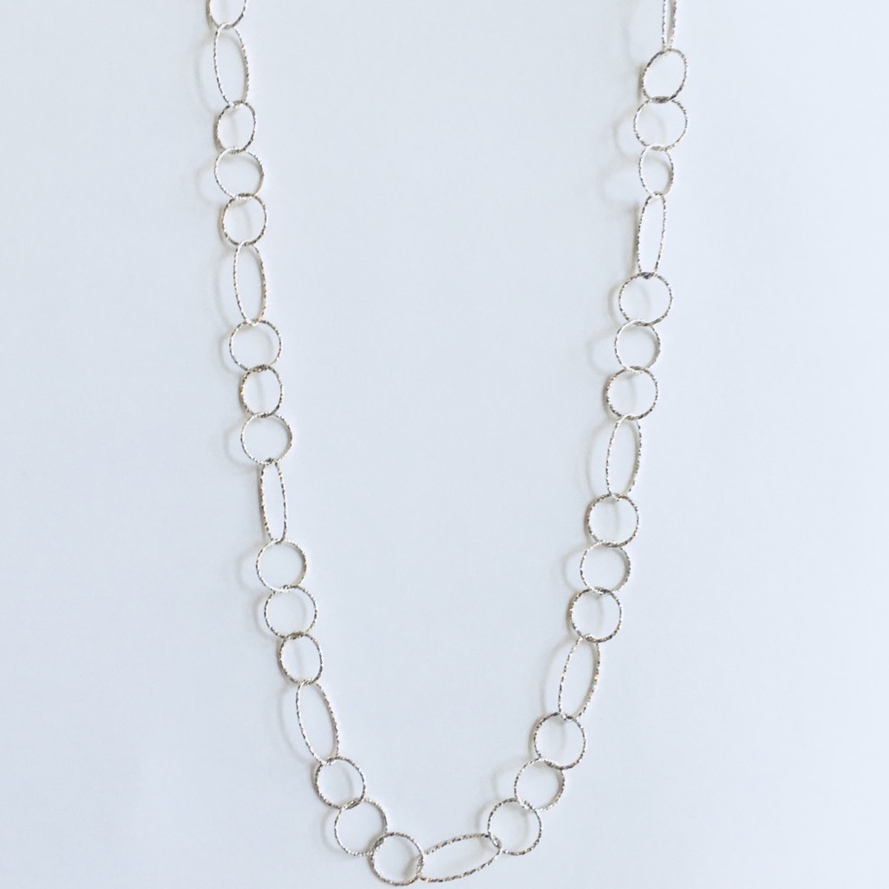 Sterling Silver ITALY  Textured Necklace 36” NWT